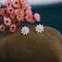 Chrysanthemum Flower Stud Earrings In Sterling Silver, thumbnail 3 of 12