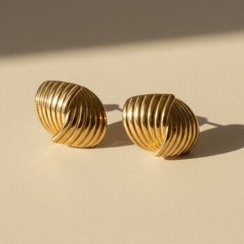 Wrapover Studs 18k Gold Plated Earrings, 2 of 3