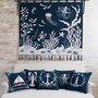 Navy Blue Wool Boat And Rope Cushion, thumbnail 2 of 2