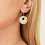 White And Yellow Stripey Circular Earrings, thumbnail 4 of 6