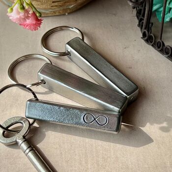 Personalised 11th Anniversary Gift; Steel Bar Keyring, 6 of 9