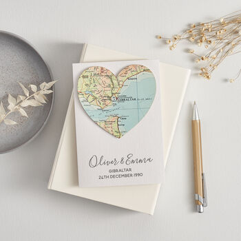 Pearl 30th Wedding Anniversary Map Heart Card, 2 of 5