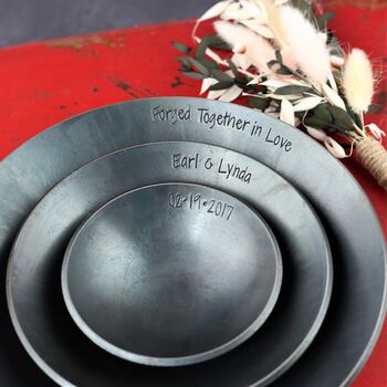 Personalised 6th Anniversary Gift, Pressed Iron Bowl Set, 3 of 10