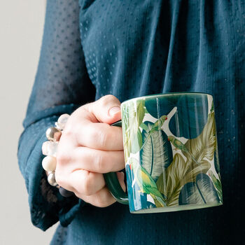 Colourful Tropical Leaf Parakeet Ceramic Coffee Mug, 2 of 6