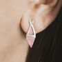 Rose Quartz Pyramid Rose/Gold Plated Silver Earrings, thumbnail 6 of 7