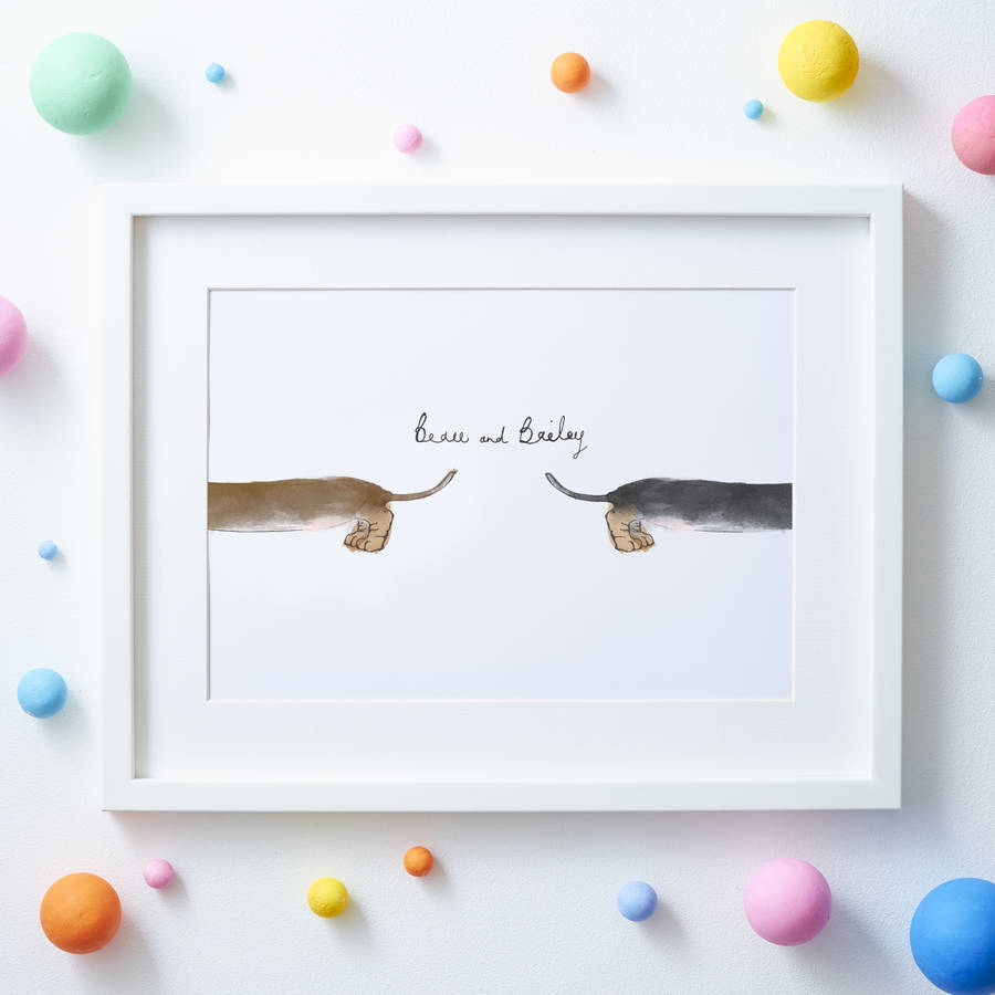 Personalised Double Cheeky Sausage Dog Butt Print, 1 of 5