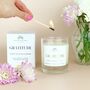 Gratitude Amber, Musk, Sweet Orange Luxury Candle Gift, thumbnail 1 of 3