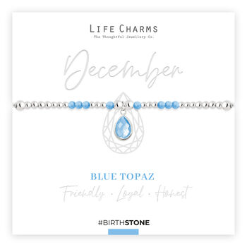 December Blue Topaz Birthstone Charm Bracelet Gift, 3 of 4