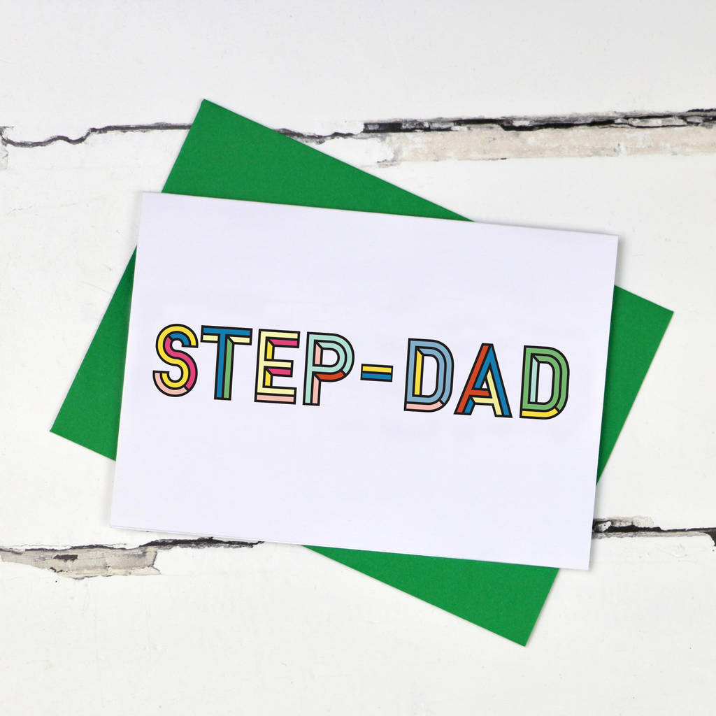 Step Dad Colourful Typographic Card