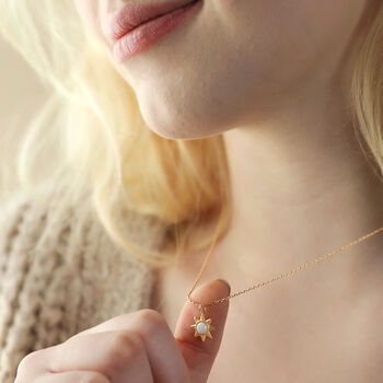 Opal Sun Pendant Necklace, 5 of 12