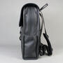 Black Leather Laptop Backpack Bag With Gunmetal Zip, thumbnail 4 of 10