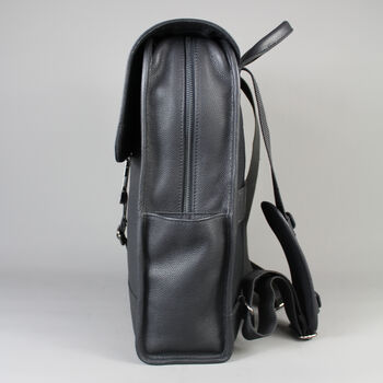 Black Leather Laptop Backpack Bag With Gunmetal Zip, 4 of 10