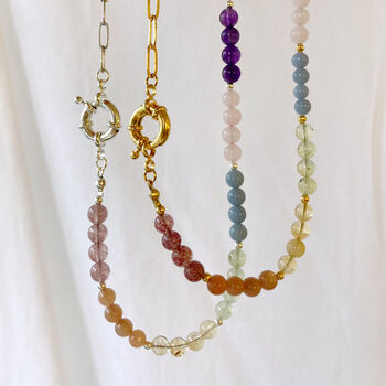Rainbow Gemstone Bead And Chain Necklace, 3 of 9