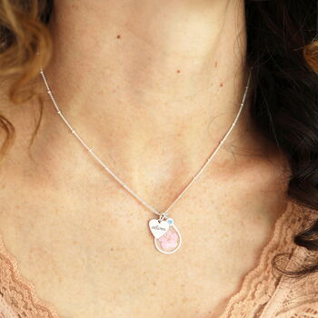 Personalised Pressed Birth Flower And Heart Charm Necklace, 3 of 11