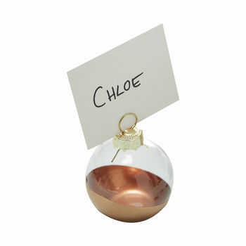 Rose Gold Dipped Glass Bauble Place Cards, 3 of 3