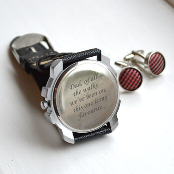 Engraved Wrist Watch With Green Detailing, 3 of 3