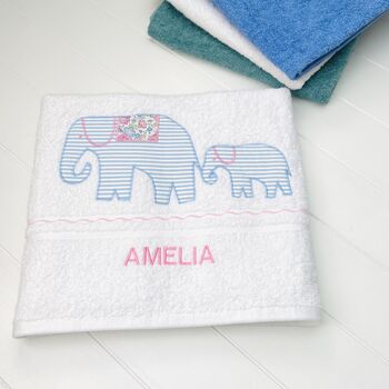 Personalised White Bath Towels With Liberty Print, 8 of 9