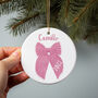 Baby Girl's First Christmas Ceramic Bow Decoration, thumbnail 1 of 2