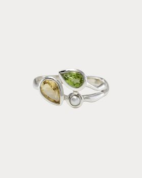 Silver Ring With Peridot, Pearl And Citrine, 5 of 7