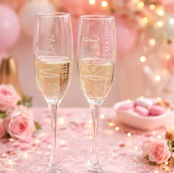 Personalised Wedding Bridesmaid Champagne Flute Glass, 4 of 4