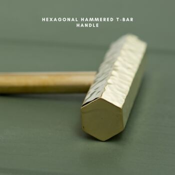 Solid Polished Brass Hexagonal Hammered Kitchen Handles, 4 of 4
