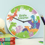 Personalised Dinosaur Wooden Childrens Clock, thumbnail 2 of 3