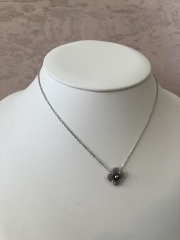 Single Silver Clover Necklace, 3 of 4