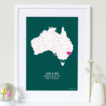 Personalised Couples Love Map Print Any Country, 2 of 6