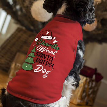 Personalised Santa Patrol Christmas Pet Dog Red T Shirt, 2 of 2