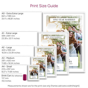 One Year Together Couples Photo Print Personalised Anniversary Gift, 5 of 5
