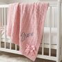 Personalise Steel Blue Knitted Blanket With Bow, thumbnail 4 of 12