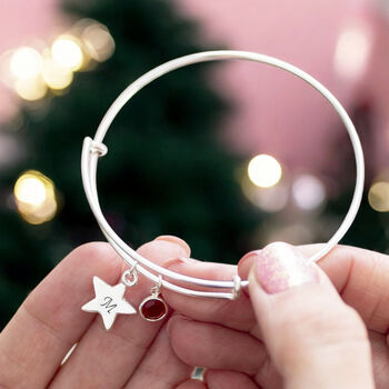 Personalised Star Birthstone Bangle, 3 of 9