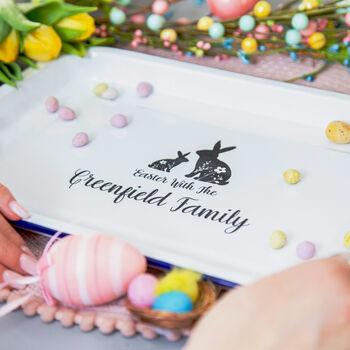 Personalised Family Easter Enamel Serving Tray, 2 of 5