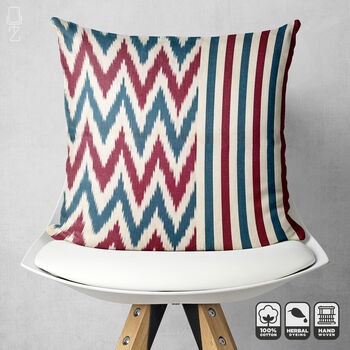 Zig Zag And Striped Cotton Ikat Cushion Cover, 4 of 7