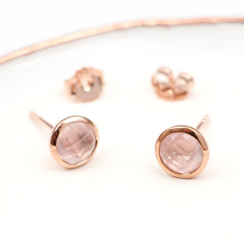Rose Gold Plated And Semi Precious Rose Quartz Earrings, 6 of 10