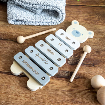 Personalised Wooden Bear Xylophone Toy Birthday Gift, 6 of 6