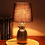 G Decor Ananas Doré Gold Pineapple Bedside And Table Lamp With Black Shade, thumbnail 2 of 5