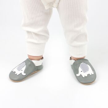 Dotty Fish Grey Elephant Soft Leather Shoes With Barefoot Soles, 3 of 8