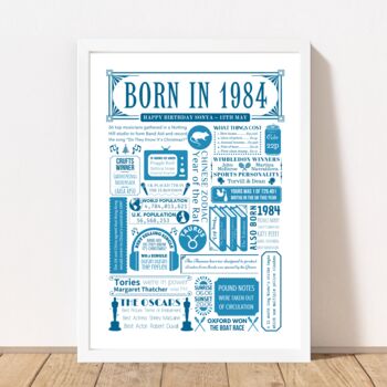 Born In 1984 Personalised 40th Birthday Fact Poster, 6 of 8