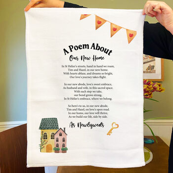 Personalised Poem Tea Towel Gift For New Home, 8 of 9