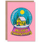 Colourful Winter Cabin Snow Globe Christmas Card For Kids, thumbnail 1 of 6