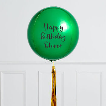 Personalised Emerald Green Inflated Party Orb, 2 of 2