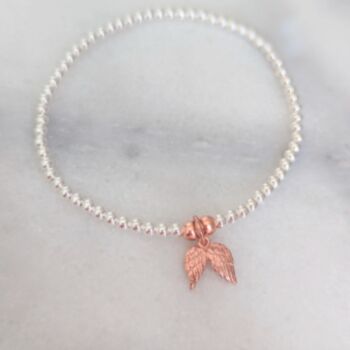 Sterling Silver And Rose Gold Angel Wings Bracelet/Anklet, 3 of 7