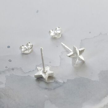 Sterling Silver Solid Star Stud Earrings, 3 of 4