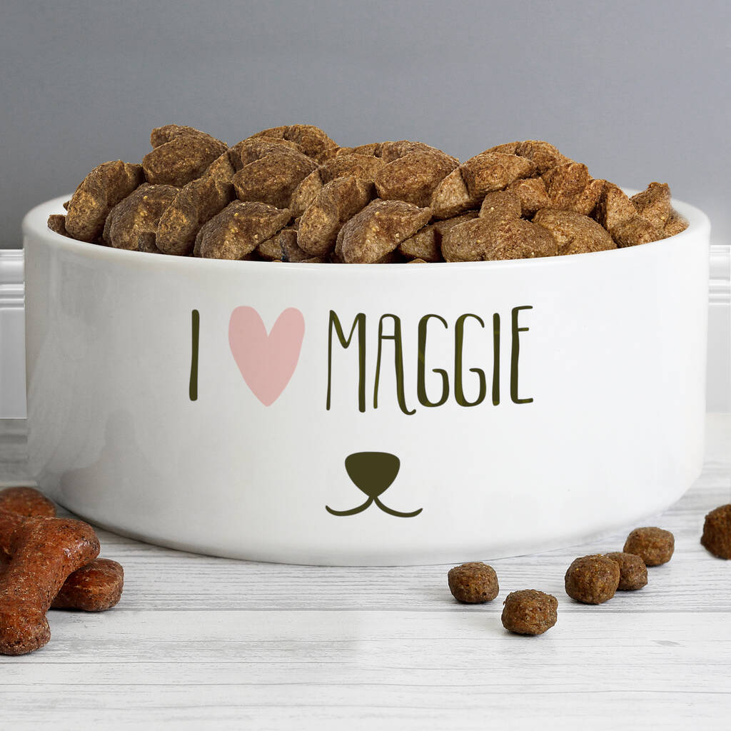 Personalised I Love My Dog Ceramic Pet Bowl By Blackdown Lifestyle ...