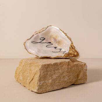 Hand Lettered 'Grazie' Shell Trinked Dish, 2 of 2