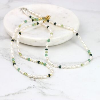 Simple Pearl And Gemstone Beaded Necklace, 10 of 12