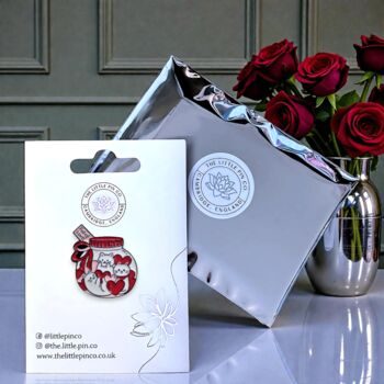 Mason Jar Of Cats And Hearts Valentine's Enamel Pin, 2 of 8
