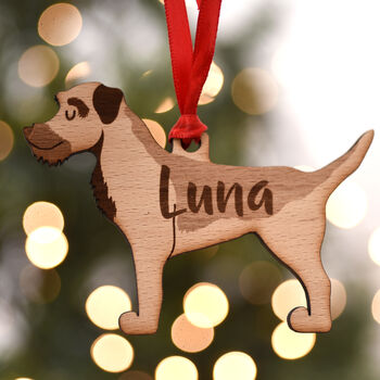 Border Terrier Personalised Dog Wooden Decoration, 2 of 7