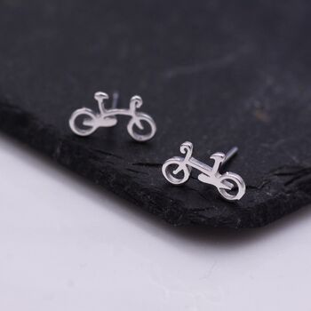 Little Bike Stud Earrings In Sterling Silver, 4 of 10